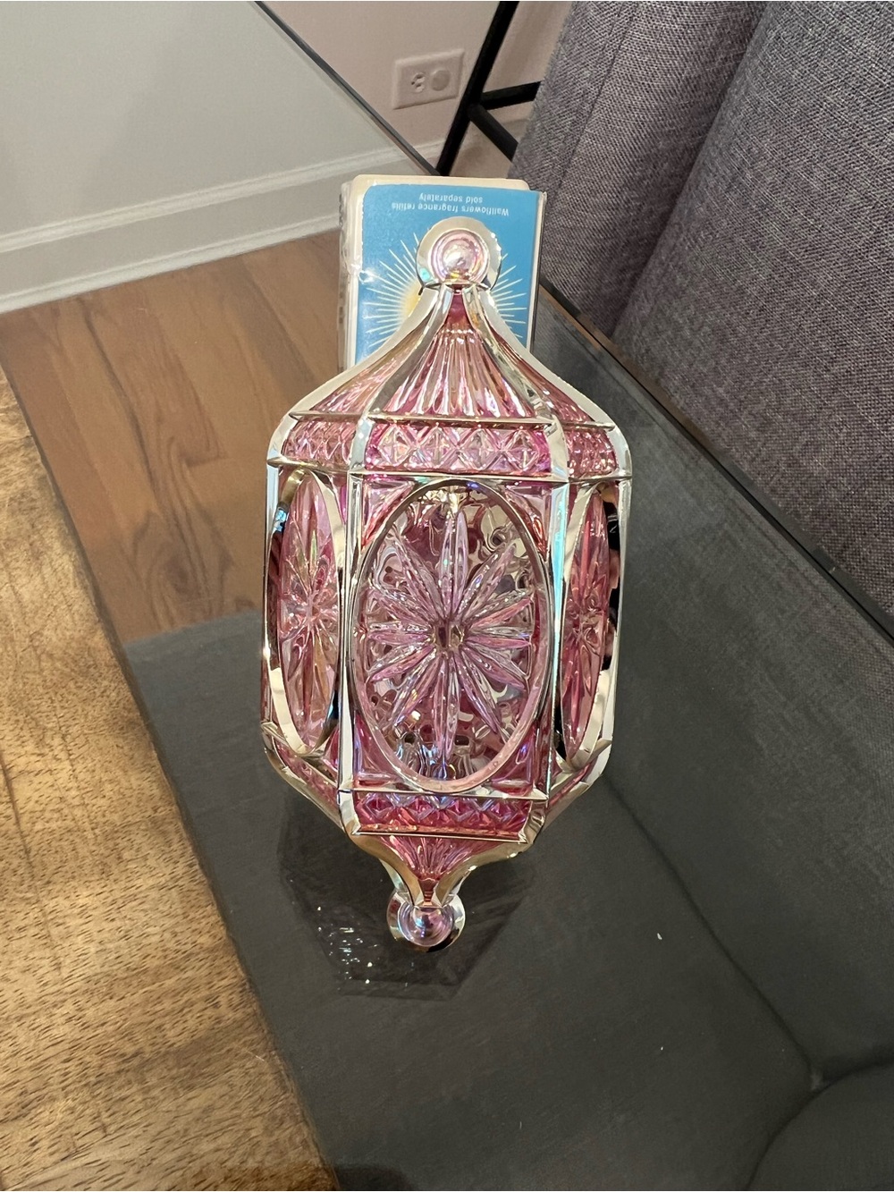 Bath & body Pink Crystal Lantern Accent light up plug in RARE